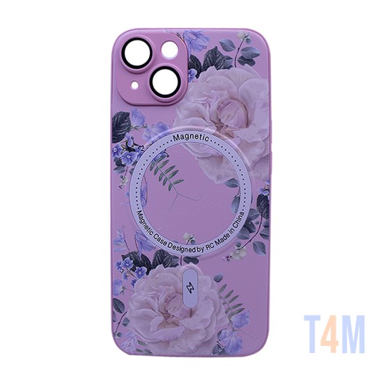 Flower Design Magnetic Case for Apple iPhone 14 Pink